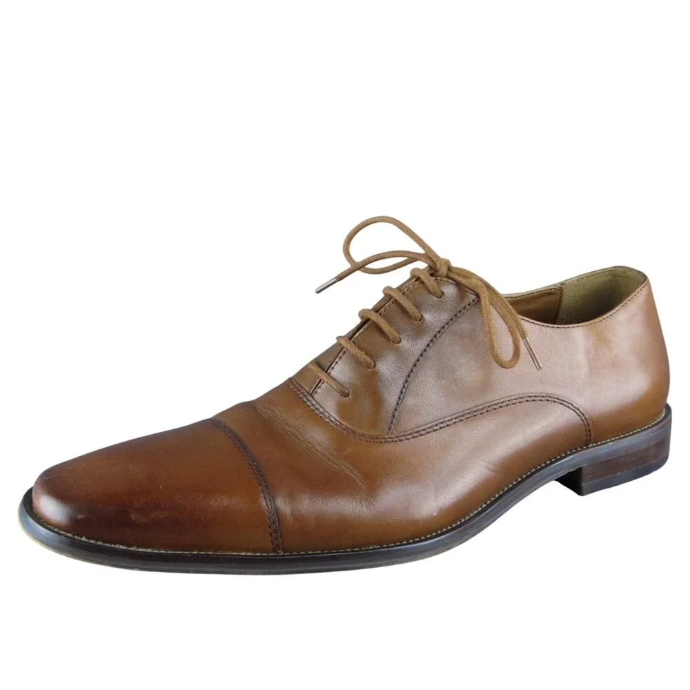 Nordstrom Shop Toe Cap Men Oxford Shoes Size 11.5 Medium Brown  Lace‎ Up